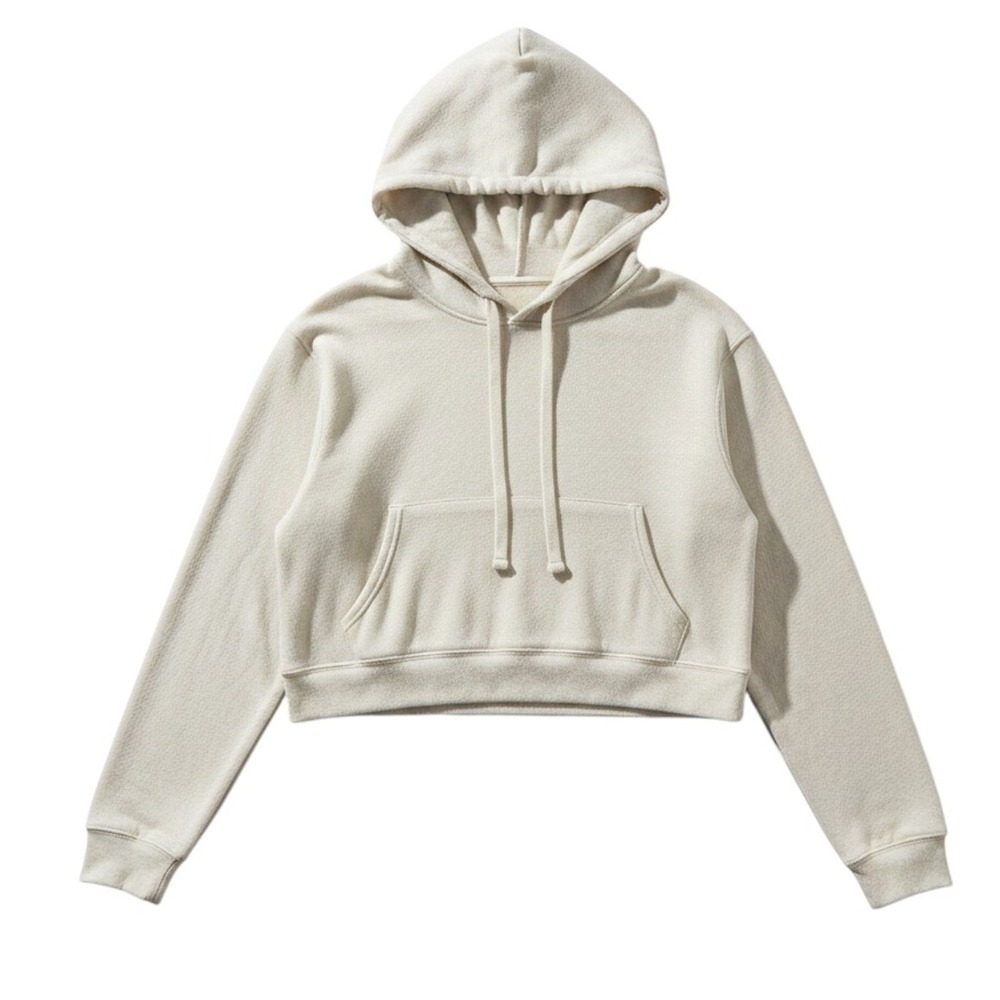 Bleusalt The Malibu Hoodie Cropped Shimmer Tencel White Coastal Size 3